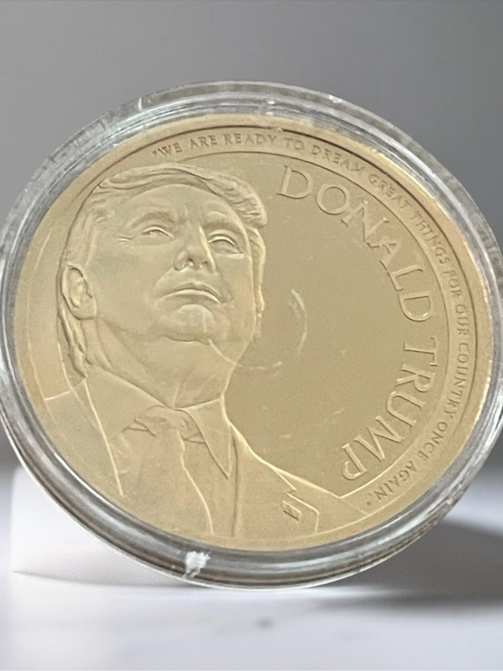 Donald Tramp Gold-Tone Commemorative Collector Medallion